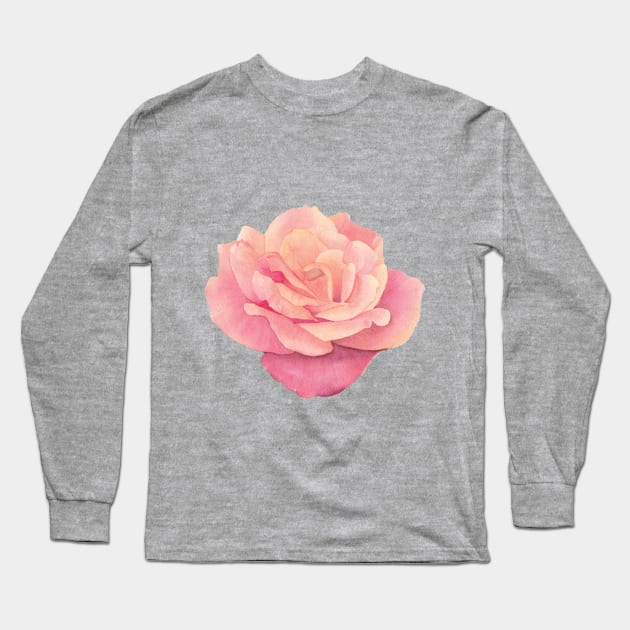 Watercolor rose Long Sleeve T-Shirt by RosanneCreates